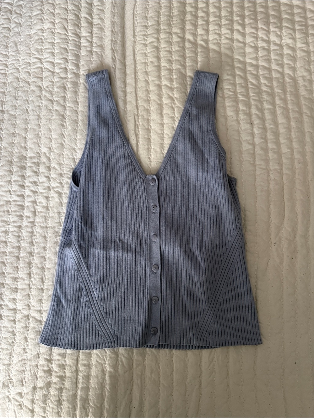 Madewell Button-Front Ribbed Tank in Periwinkle Blue